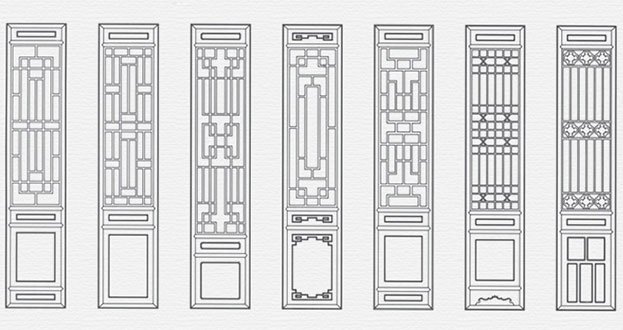 光泽常用中式仿古花窗图案隔断设计图